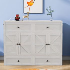 Full Size Murphy Bed with Large Drawers & USB Ports