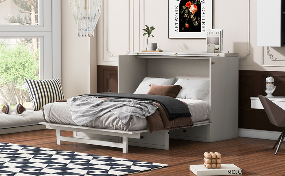 Queen Size Murphy Bed with Large Drawers & USB Ports 26 Queen Size Murphy Bed with Large Drawers & USB Ports