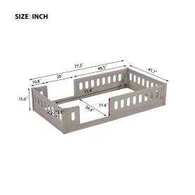 Wood Twin Size Upholstered Platform Bed with Guardrail 24 Wood Twin Size Upholstered Platform Bed with Guardrail