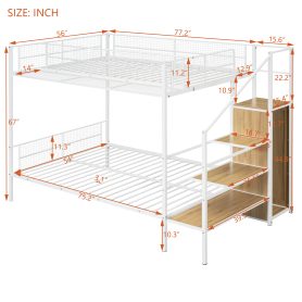 Twin Over Full Metal Bunk Bed with Wire Shelving and Lateral Storage Ladder and Wardrobe 25 Twin Over Full Metal Bunk Bed with Wire Shelving and Lateral Storage Ladder and Wardrobe