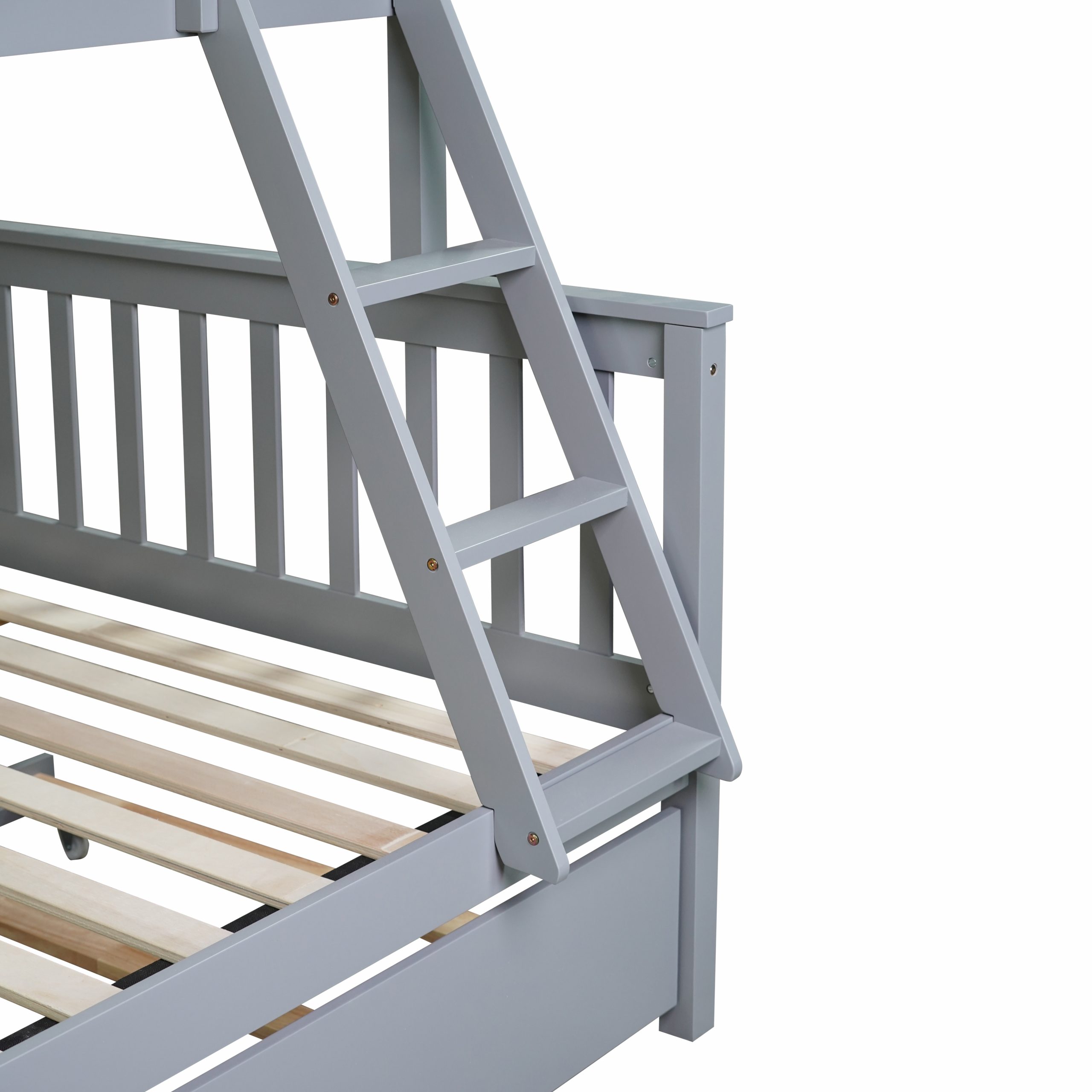 Detachable Twin Over Full Bunk Bed With Trundle, Convertible Ladder And Guardrail 6 Detachable Twin Over Full Bunk Bed With Trundle, Convertible Ladder And Guardrail