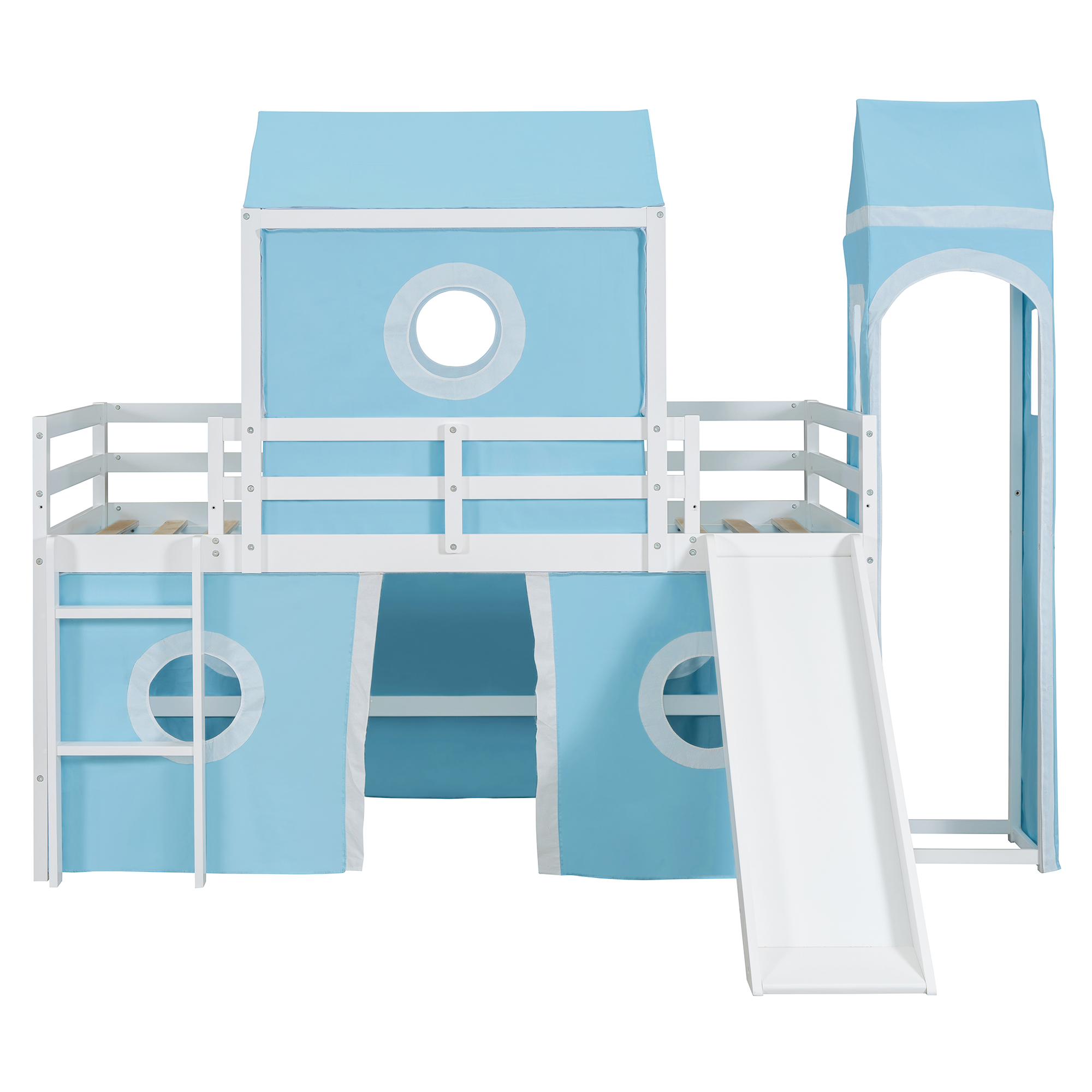 Twin Size Loft Bed with Slide, Tent and Tower 10 Twin Size Loft Bed with Slide, Tent and Tower