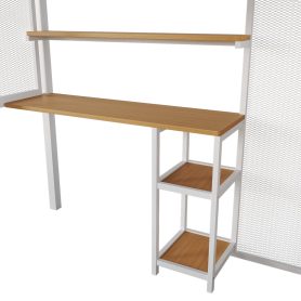 Full Size Metal Loft Bed with Wardrobe, Desk and Storage Shelves