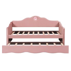Twin Size Upholstered Daybed with Wave-shaped Trundle