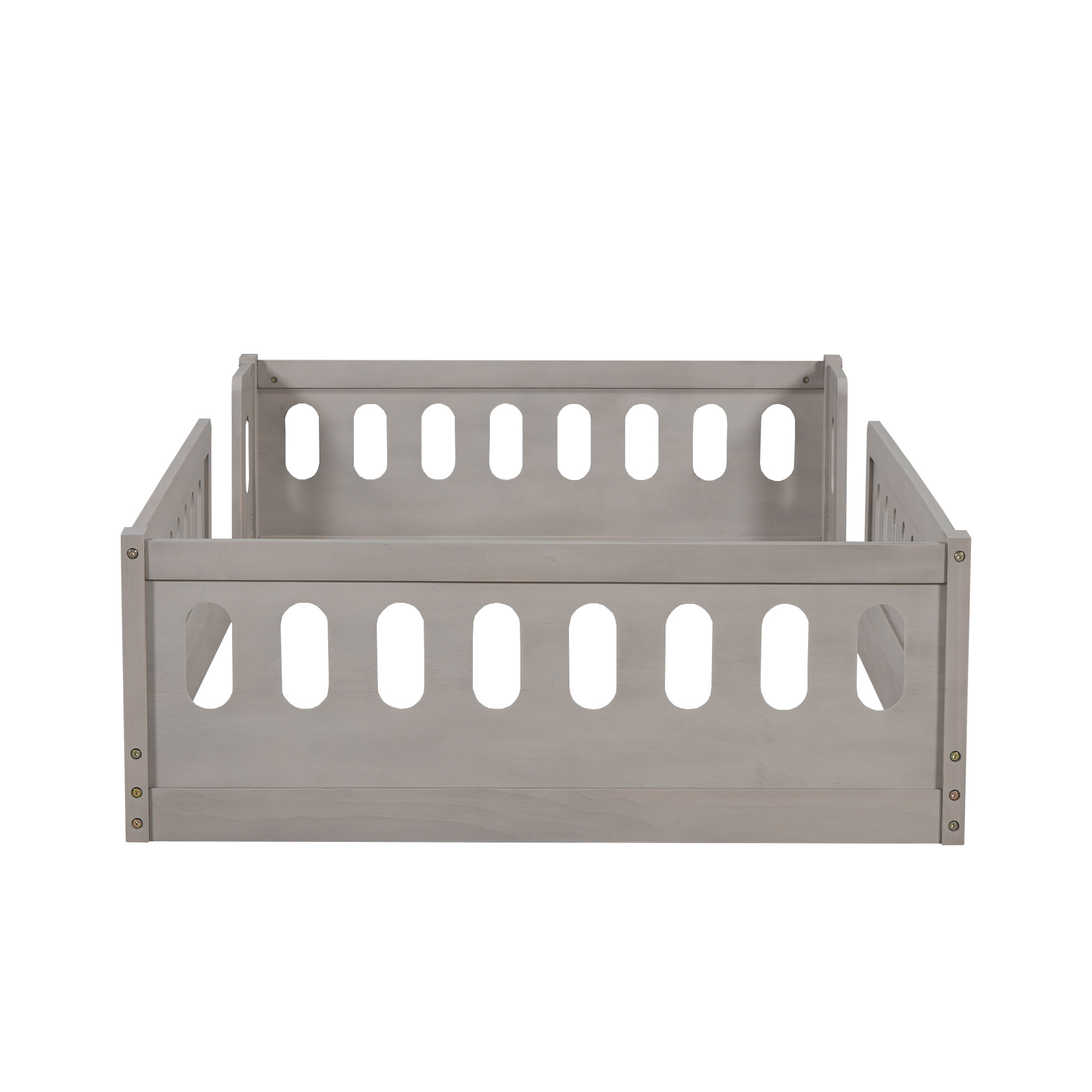 Wood Twin Size Upholstered Platform Bed with Guardrail 17 Wood Twin Size Upholstered Platform Bed with Guardrail