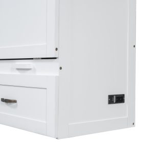 Queen Size Murphy Bed with USB Ports, Large Drawers and Metal Handles