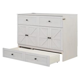 Full Size Murphy Bed with Large Drawers & USB Ports