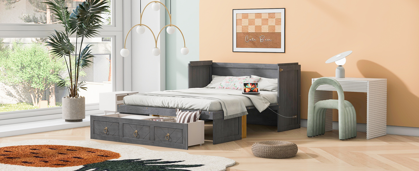 Queen Size Murphy Bed with USB Port and a Large Drawer 25 Queen Size Murphy Bed with USB Port and a Large Drawer