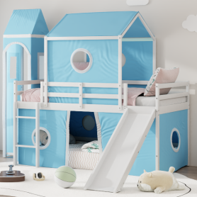 Twin Size Loft Bed with Slide, Tent and Tower 37 Twin Size Loft Bed with Slide, Tent and Tower
