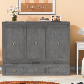 Queen Size Murphy Bed with USB Port and a Large Drawer 48 Queen Size Murphy Bed with USB Port and a Large Drawer