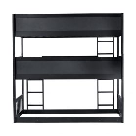 Detachable Twin Size Triple Bunk Bed With Ladders, Guardrails