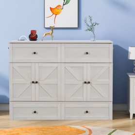 Full Size Murphy Bed with Large Drawers & USB Ports