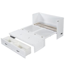 Full Size Murphy Bed with USB Ports, Large Drawers and Metal Handles