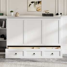 Queen Size Murphy Bed with USB Port, Little Wardrobes and Drawers