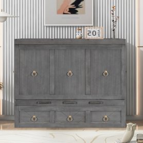 Full Size Murphy Bed with USB Port and a Large Drawer 47 Full Size Murphy Bed with USB Port and a Large Drawer