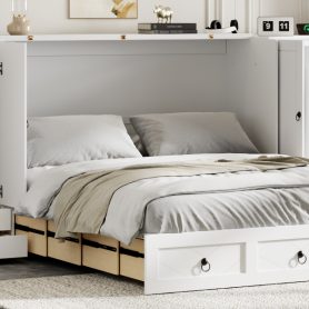Queen Size Murphy Bed with USB Port, Little Wardrobes and Drawers