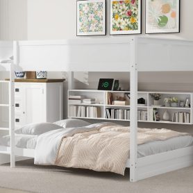 Queen over Queen Bunk Bed with Storage Cabinets and USB Ports 27 Queen over Queen Bunk Bed with Storage Cabinets and USB Ports