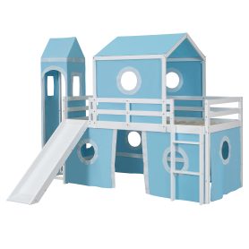 Twin Size Loft Bed with Slide, Tent and Tower 26 Twin Size Loft Bed with Slide, Tent and Tower