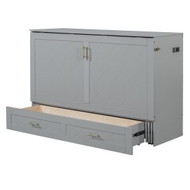 Queen Size Murphy Bed With Drawer And A Set Of Sockets & USB Ports