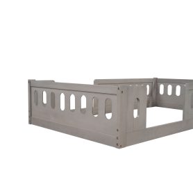 Wood Twin Size Upholstered Platform Bed with Guardrail 39 Wood Twin Size Upholstered Platform Bed with Guardrail