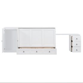 Queen Size Murphy Bed with USB Port, Large Drawer, and Wardrobe/Desk Combo