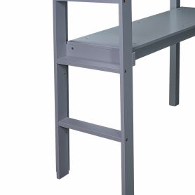 Twin High Loft Bed With Safety Guardrail, Built-in Desk, Ladder