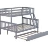 Detachable Full Over Full Rubber Wood Bunk Bed With Trundle, Ladder And Guardrails 2 Detachable Full Over Full Rubber Wood Bunk Bed With Trundle, Ladder And Guardrails