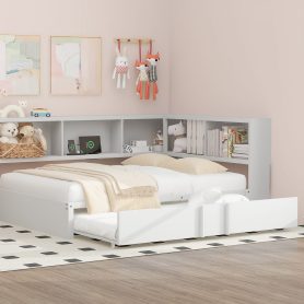 Metal Full Size Daybed with Trundle, Storage Cabinets and USB Ports