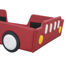 Twin Size Race Car-Shaped Platform Bed with Wheels