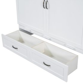 Queen Size Murphy Bed with USB Ports, Large Drawers and Metal Handles