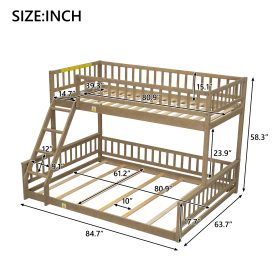 Twin XL over Queen Bunk Bed with Ladder and Guardrails