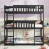 Detachable Twin Size Triple Bunk Bed With Ladders, Guardrails