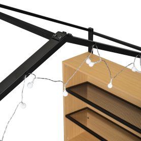 Metal Twin Size House Bed Frame with Shelves and Lights