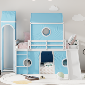 Twin Size Loft Bed with Slide, Tent and Tower 36 Twin Size Loft Bed with Slide, Tent and Tower