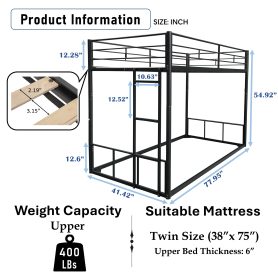 Metal Low Twin Over Twin Bunk with Guardrail
