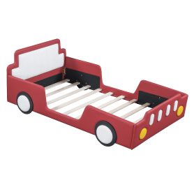 Twin Size Race Car-Shaped Platform Bed with Wheels