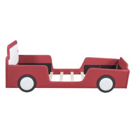 Twin Size Race Car-Shaped Platform Bed with Wheels