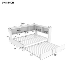 Metal Full Size Daybed with Trundle, Storage Cabinets and USB Ports