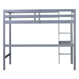 Twin High Loft Bed With Safety Guardrail, Built-in Desk, Ladder