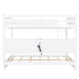 Queen over Queen Bunk Bed with Storage Cabinets and USB Ports 40 Queen over Queen Bunk Bed with Storage Cabinets and USB Ports