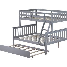 Detachable Full Over Full Rubber Wood Bunk Bed With Trundle, Ladder And Guardrails 14 Detachable Full Over Full Rubber Wood Bunk Bed With Trundle, Ladder And Guardrails