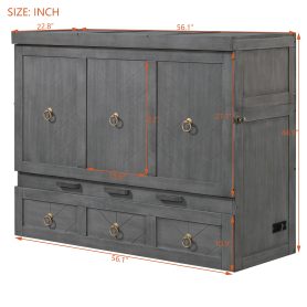 Full Size Murphy Bed with USB Port and a Large Drawer 28 Full Size Murphy Bed with USB Port and a Large Drawer