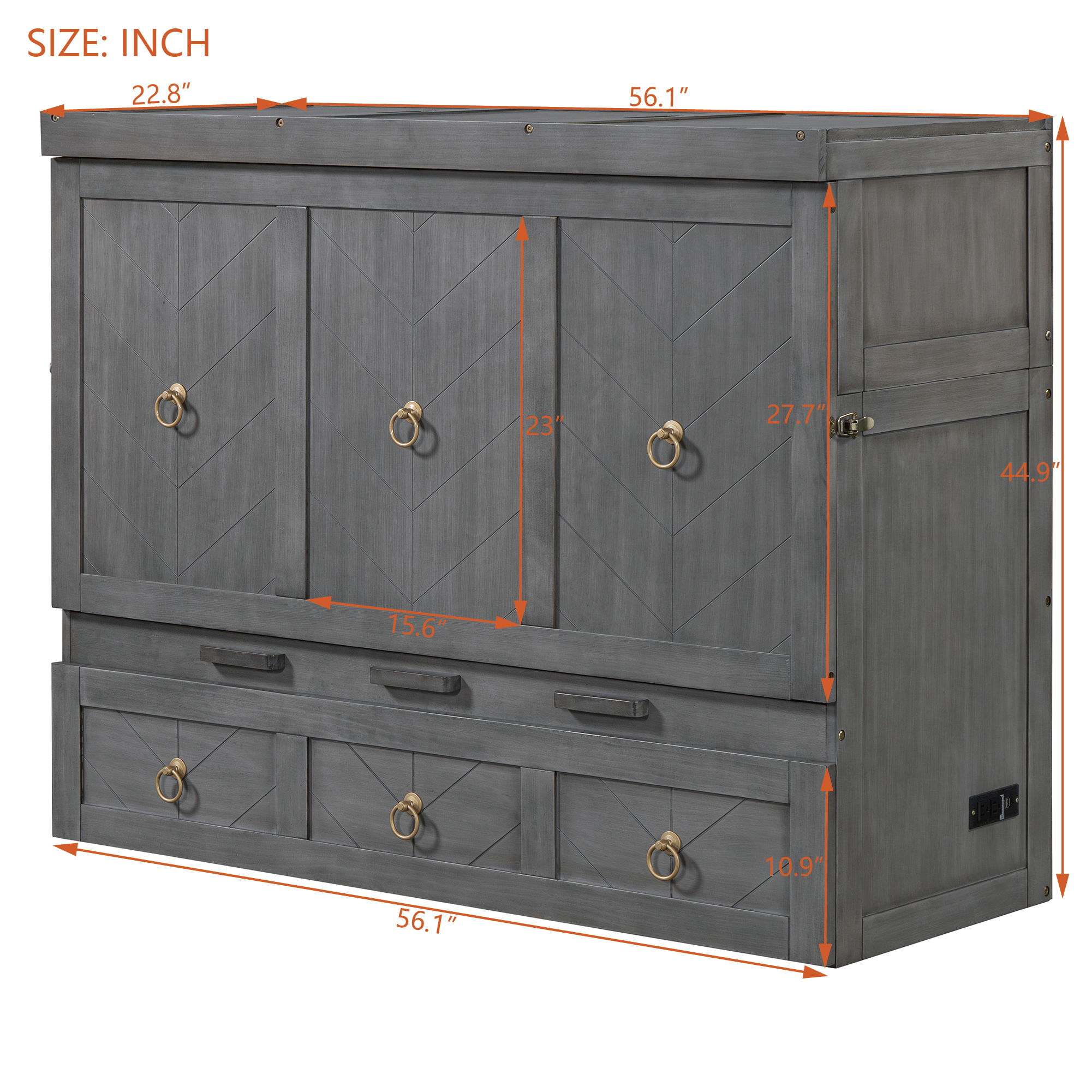 Full Size Murphy Bed with USB Port and a Large Drawer 5 Full Size Murphy Bed with USB Port and a Large Drawer