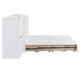 Queen Size Murphy Bed with USB Port, Large Drawer, and Wardrobe/Desk Combo