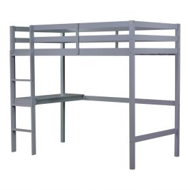 Twin High Loft Bed With Safety Guardrail, Built-in Desk, Ladder