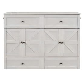 Full Size Murphy Bed with Large Drawers & USB Ports