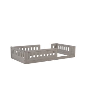 Wood Twin Size Upholstered Platform Bed with Guardrail 32 Wood Twin Size Upholstered Platform Bed with Guardrail