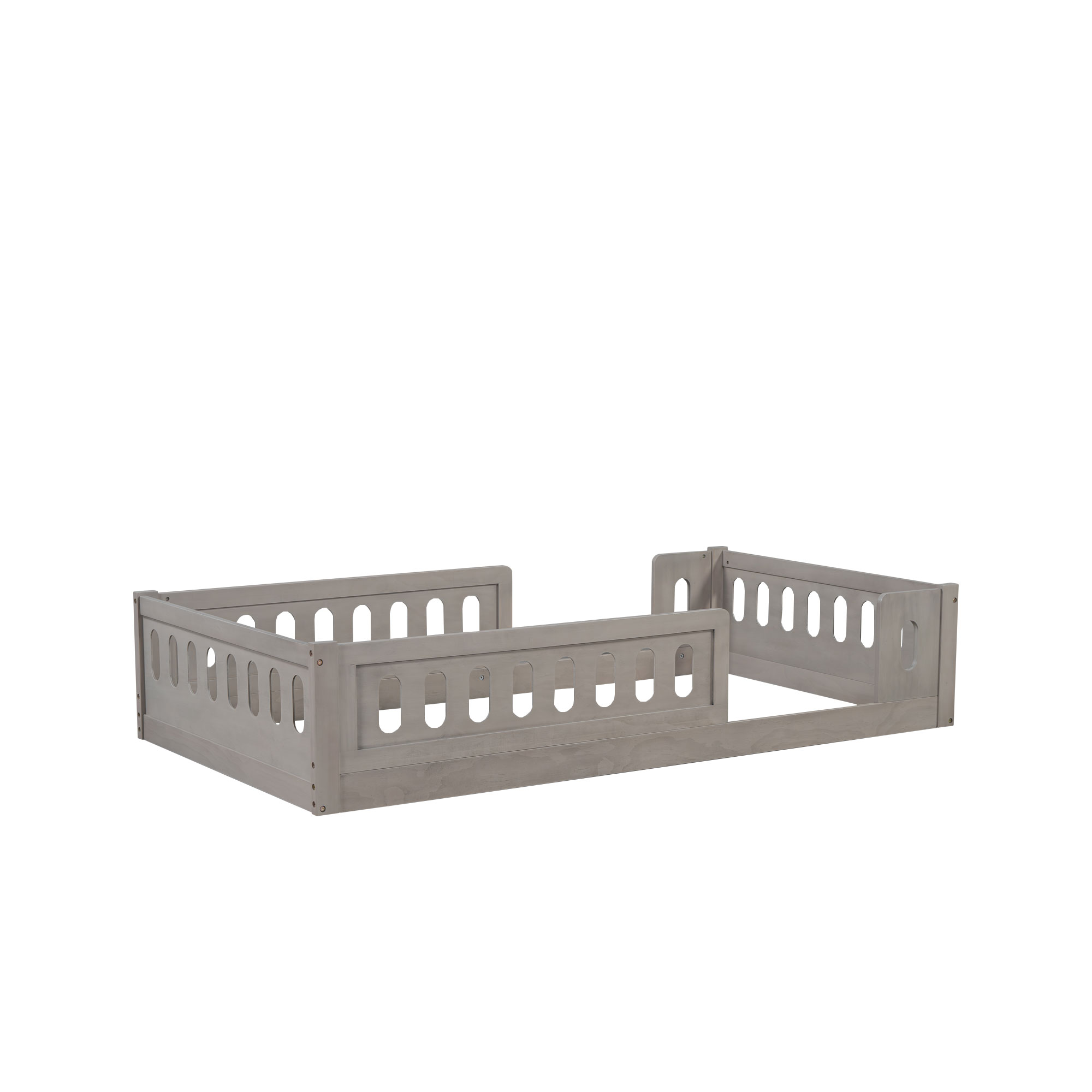 Wood Twin Size Upholstered Platform Bed with Guardrail 14 Wood Twin Size Upholstered Platform Bed with Guardrail