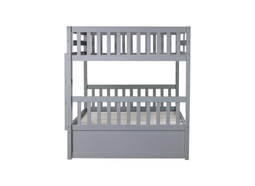 Detachable Full Over Full Rubber Wood Bunk Bed With Trundle, Ladder And Guardrails