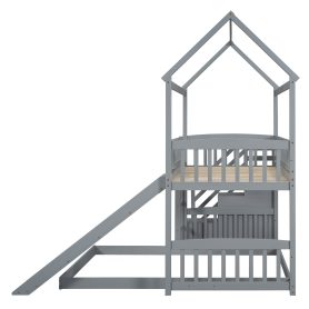 House Shape Twin Over Twin Bunk Bed With Two Drawers, Staircase And Slide 41 House Shape Twin Over Twin Bunk Bed With Two Drawers, Staircase And Slide